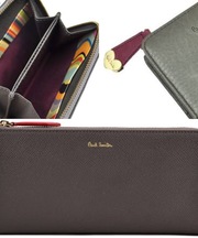 長財布 濃いグレー ポールスミス チャックハートのチャームの画像