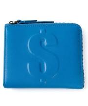 水色の折畳み財布  表に¥のエンボス加工有りの画像