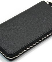 黒いレザー長財布の画像