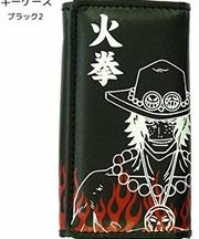 キーケース、黒の合皮、柄・火拳のエース、中に鍵1つの画像