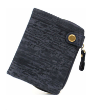 紺色の革製の折りたたみ財布(中ぐらいの大きさ)の画像