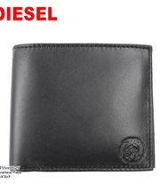 黒い革製の二つ織りの財布の画像