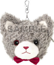 グレーの猫のぬいぐるみパスケース（定期券入）の画像