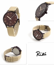 時計 RIKI AKPT718 SEIKO 茶色い文字盤 ベージュのベルトの画像