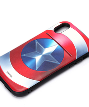 iPhone X、黒、キャプテンアメリカの盾のケース、ポケット付きの画像