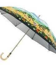 スヌーピーの日傘、砂浜と海の絵が書いてますの画像