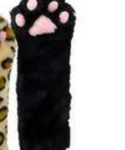 ペンケース(猫の手の形をした、キーホルダーとリボンのシュシュがついたもの)の画像