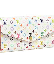 ルイヴィトンの白地にカラフル模様の長財布(マルチカラー)の画像